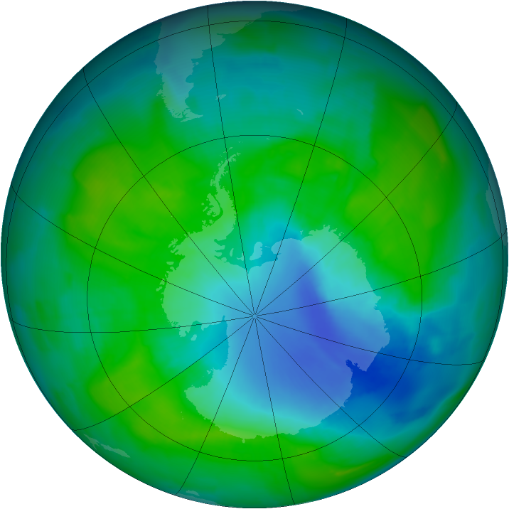 Antarctic ozone map for 17 December 2011
